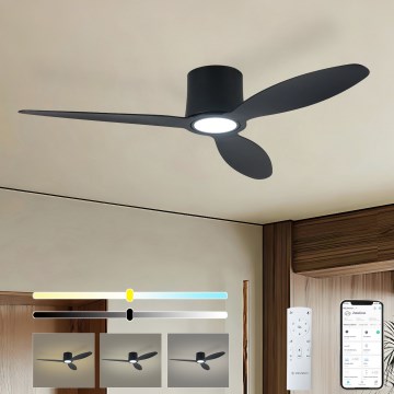 ZEVENTI - LED ściemnialny wentylator sufitowy VENTORA LED/24W/230V 3000/4000/6000K Wi-Fi Tuya czarny + zdalne sterowanie (pilot)