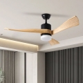 ZEVENTI - LED sufitowy wentylator NATURITO LED/18W/230V 3000-6000K Wi-Fi Tuya czarny/dąb + pilot zdalnego sterowania