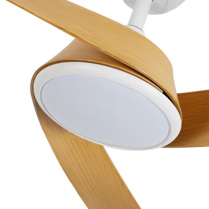 ZEVENTI - LED ściemnialny wentylator sufitowy AERYS LED/24W/230V 3000/4000/6000K Wi-Fi Tuya biały/dąb + pilot zdalnego sterowania