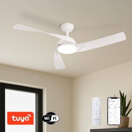 ZEVENTI - LED ściemnialny wentylator sufitowy AERYS LED/24W/230V 3000/4000/6000K Wi-Fi Tuya biały + pilot zdalnego sterowania