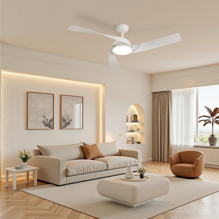 ZEVENTI - LED ściemnialny wentylator sufitowy AERYS LED/24W/230V 3000/4000/6000K Wi-Fi Tuya biały + pilot zdalnego sterowania
