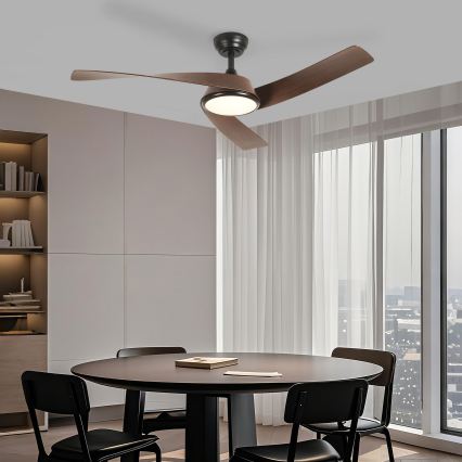 ZEVENTI - LED ściemnialny wentylator sufitowy AERYS LED/24W/230V 3000/4000/6000K Wi-Fi Tuya czarny/orzech + zdalne sterowanie