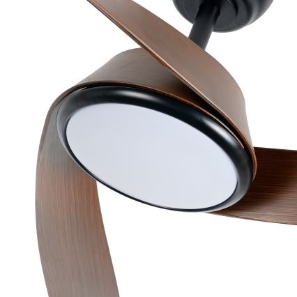 ZEVENTI - LED ściemnialny wentylator sufitowy AERYS LED/24W/230V 3000/4000/6000K Wi-Fi Tuya czarny/orzech + pilot zdalnego sterowania