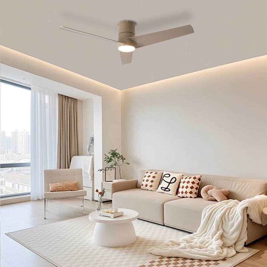 ZEVENTI - LED wentylator sufitowy BARROSA LED/18W/230V 3000/4000/6000K Wi-Fi Tuya beżowy + pilot zdalnego sterowania