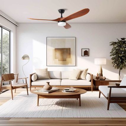 ZEVENTI - LED wentylator sufitowy GINOSA LED/18W/230V 3000/4000/6000K Wi-Fi Tuya czarny/dąb + pilot zdalnego sterowania