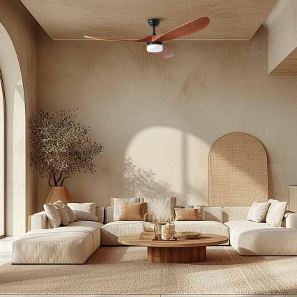 ZEVENTI - LED wentylator sufitowy GINOSA LED/18W/230V 3000/4000/6000K Wi-Fi Tuya czarny/dąb + pilot zdalnego sterowania