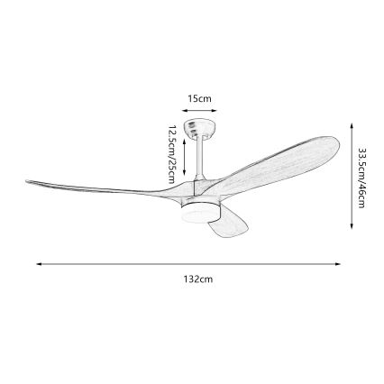 ZEVENTI - LED wentylator sufitowy GINOSA LED/18W/230V 3000/4000/6000K Wi-Fi Tuya czarny/dąb + pilot zdalnego sterowania