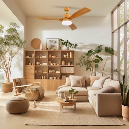 ZEVENTI - Wentylator sufitowy LED MARE LED/24W/230V 3000/4000/6000K Wi-Fi Tuya dąb + pilot zdalnego sterowania