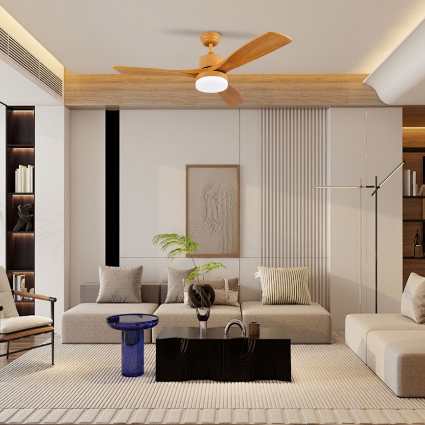 ZEVENTI - Wentylator sufitowy LED MARE LED/24W/230V 3000/4000/6000K Wi-Fi Tuya dąb + pilot zdalnego sterowania