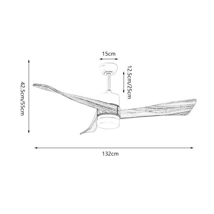 ZEVENTI - Wentylator sufitowy LED NATURITO LED/18W/230V 3000/4000/6000K Wi-Fi Tuya biały/dąb + pilot zdalnego sterowania
