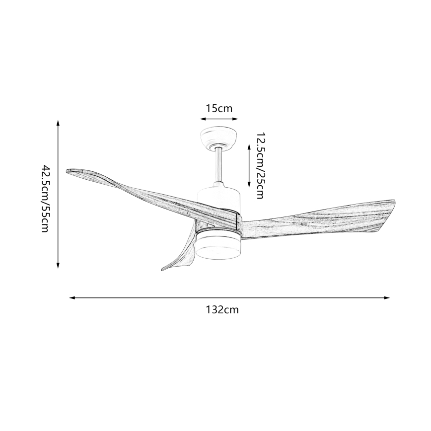 ZEVENTI - Wentylator sufitowy LED NATURITO LED/18W/230V 3000/4000/6000K Wi-Fi Tuya biały/dąb + pilot zdalnego sterowania
