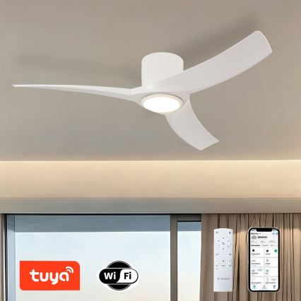 ZEVENTI - ściemnialny wentylator sufitowy ORBITO LED/24W/230V 3000/4000/6000K, Wi‑Fi Tuya, biały + pilot zdalnego sterowania