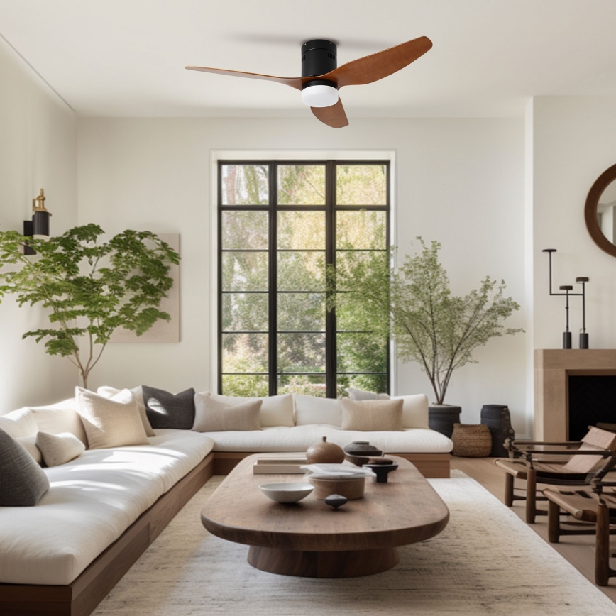 ZEVENTI - Sufitowy wentylator LED PADUA LED/18W/230V 3000/4000/6000K Wi-Fi Tuya czarny/brązowy + pilot zdalnego sterowania