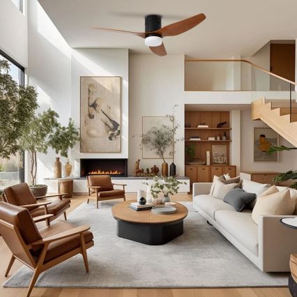 ZEVENTI - Sufitowy wentylator LED PADUA LED/18W/230V 3000/4000/6000K Wi-Fi Tuya czarny/brązowy + pilot zdalnego sterowania