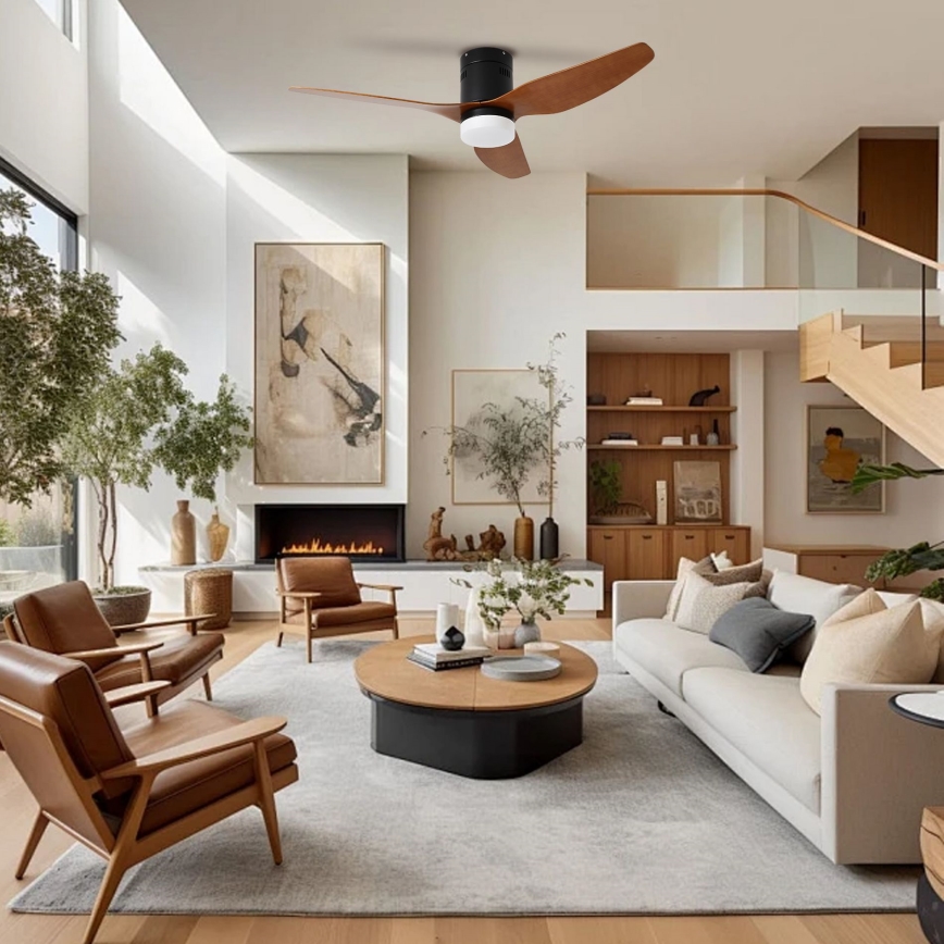 ZEVENTI - Sufitowy wentylator LED PADUA LED/18W/230V 3000/4000/6000K Wi-Fi Tuya czarny/brązowy + pilot zdalnego sterowania