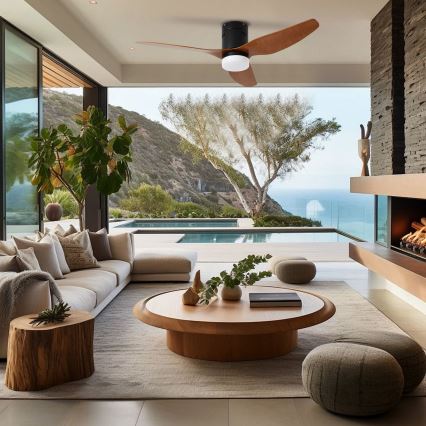 ZEVENTI - Sufitowy wentylator LED PADUA LED/18W/230V 3000/4000/6000K Wi-Fi Tuya czarny/brązowy + pilot zdalnego sterowania