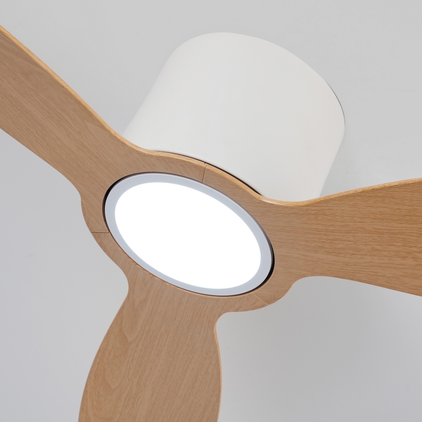 ZEVENTI - LED ściemnialny wentylator sufitowy VENTORA LED/24W/230V 3000/4000/6000K Wi‑Fi Tuya biały/dąb + pilot zdalnego sterowania
