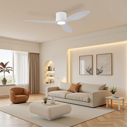 ZEVENTI - ściemnialny wentylator sufitowy LED VENTORA LED/24W/230V 3000/4000/6000K Wi-Fi Tuya biały + pilot zdalnego sterowania