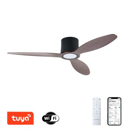 ZEVENTI - LED ściemnialny wentylator sufitowy VENTORA LED/24W/230V 3000/4000/6000K Wi-Fi Tuya czarny/orzech + pilot zdalnego sterowania