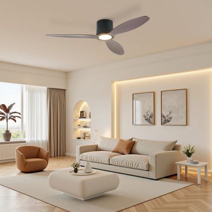 ZEVENTI - LED ściemnialny wentylator sufitowy VENTORA LED/24W/230V 3000/4000/6000K Wi-Fi Tuya czarny/orzech + pilot zdalnego sterowania