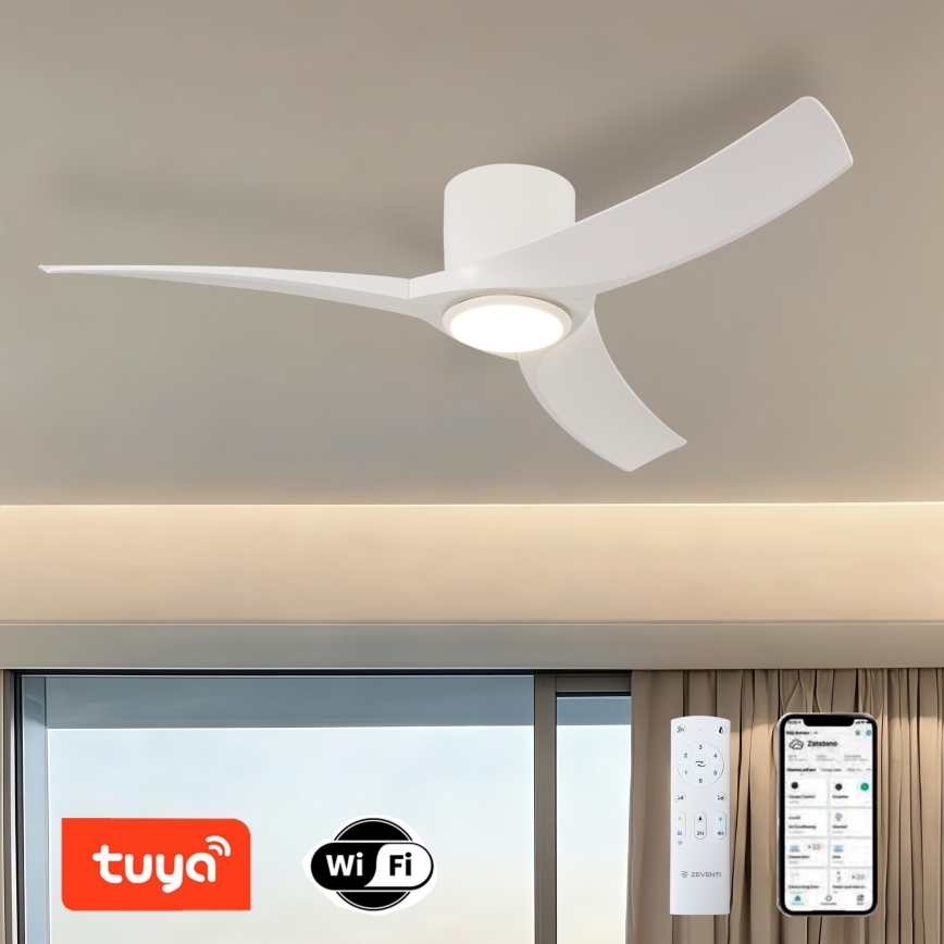 ZEVENTI - LED ściemnialny wentylator sufitowy ORBITO LED/24W/230V 3000/4000/6000K Wi-Fi Tuya biały + pilot zdalnego sterowania