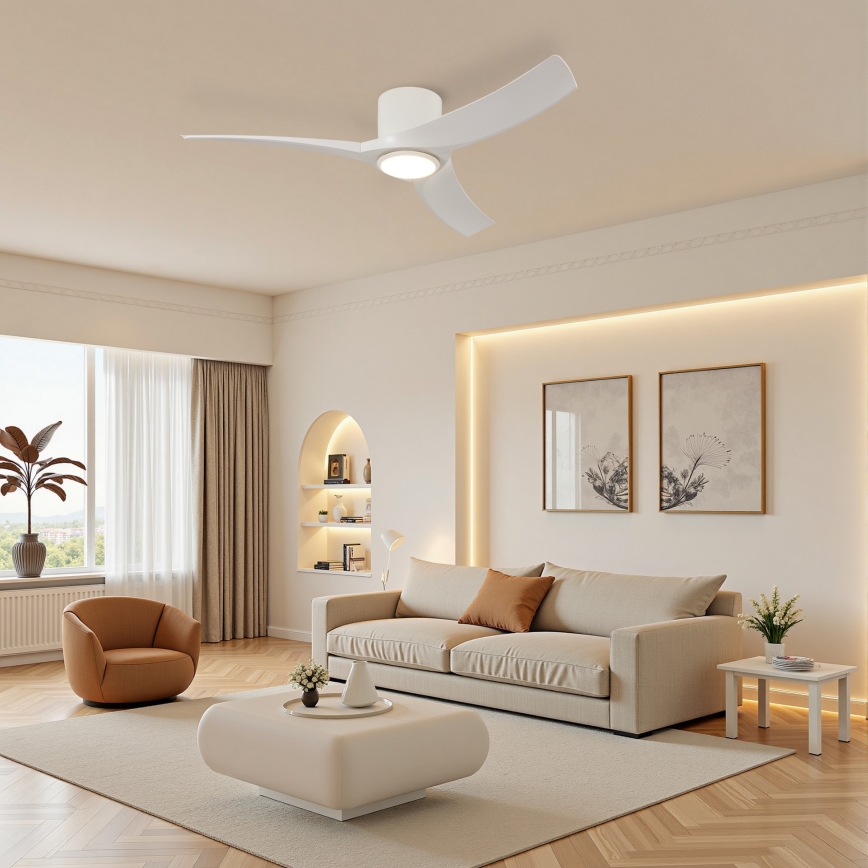ZEVENTI - LED ściemnialny wentylator sufitowy ORBITO LED/24W/230V 3000/4000/6000K Wi-Fi Tuya biały + pilot zdalnego sterowania