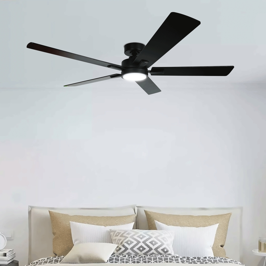 ZEVENTI - LED Ściemnialny wentylator sufitowy WAIKIKI LED/20W/230V 2700-6500K 132 cm czarny + zdalne sterowanie