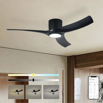 ZEVENTI - Ściemnialny wentylator sufitowy LED ORBITO LED/24W/230V 3000/4000/6000K Wi-Fi Tuya czarny + pilot zdalnego sterowania