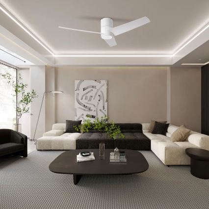 ZEVENTI - Wentylator sufitowy LED BARROSA LED/18W/230V 3000/4000/6000K Wi-Fi Tuya biały + pilot zdalnego sterowania