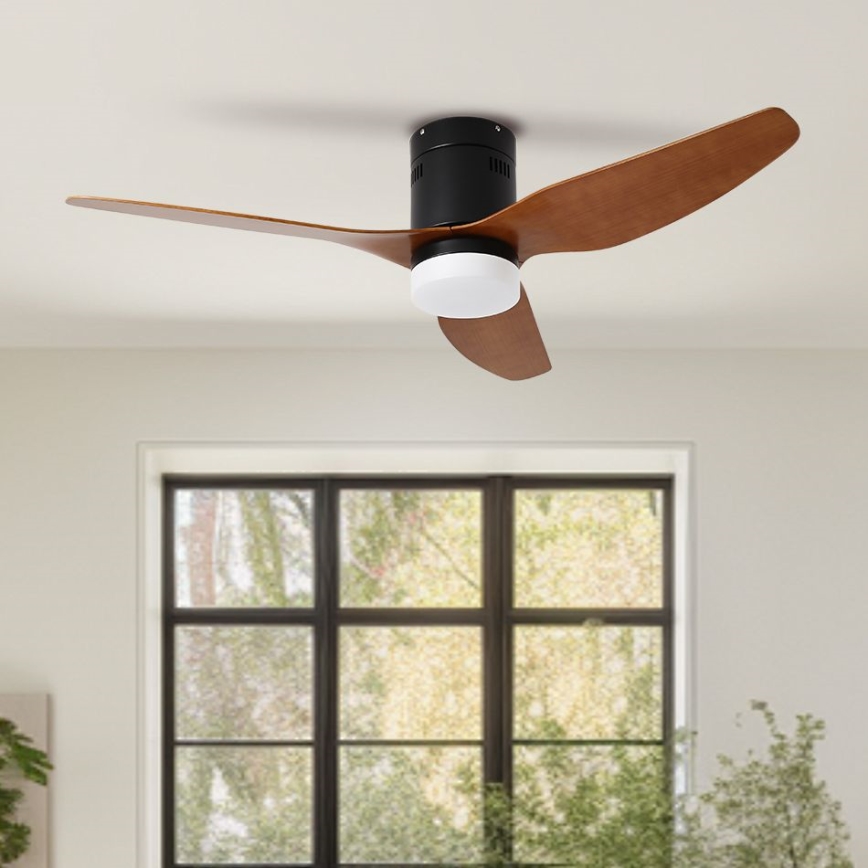 ZEVENTI - Sufitowy wentylator LED PADUA LED/18W/230V 3000/4000/6000K Wi-Fi Tuya czarny/brązowy + pilot zdalnego sterowania