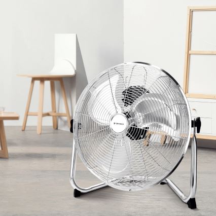 ZEVENTI - Wentylator podłogowy FLOW 60W/230V 44,5 cm chrom błyszczący