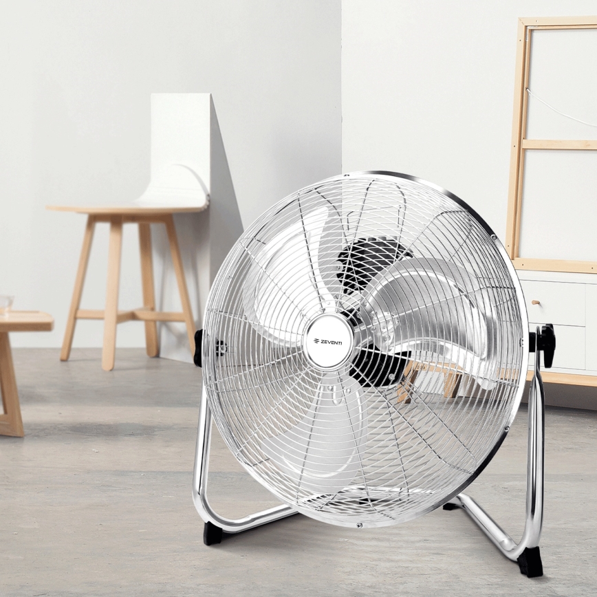 ZEVENTI - Wentylator podłogowy FLOW 60W/230V 44,5 cm chrom błyszczący