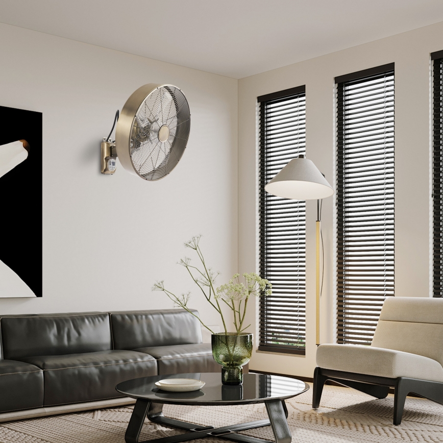 ZEVENTI - Wentylator ścienny FANNY 50 W/230 V, śr. 45 cm, brązowy + z pilotem