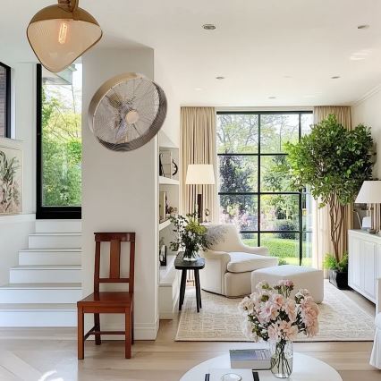 ZEVENTI - Wentylator ścienny FANNY 50 W/230 V, śr. 45 cm, brązowy + z pilotem