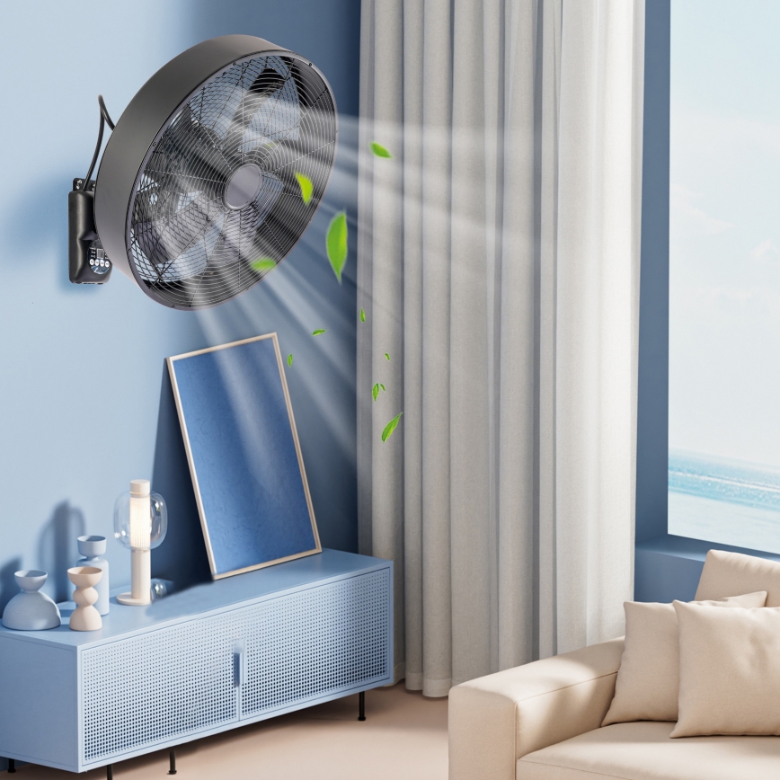 ZEVENTI - Wentylator ścienny FANNY 50W/230V czarny + z pilotem