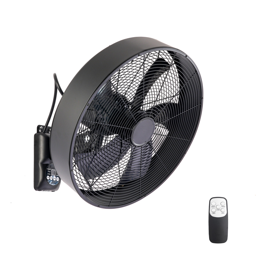 ZEVENTI - Wentylator ścienny FANNY 50W/230V czarny + z pilotem