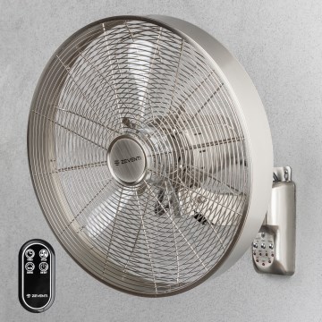 ZEVENTI - Wentylator ścienny FREEZE 50 W/230 V Ø 45 cm matowy chrom + zdalne sterowanie