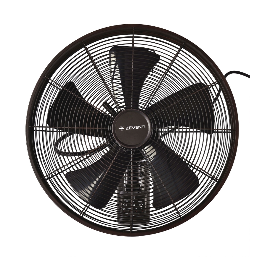 ZEVENTI - Wentylator ścienny FREEZE 50W/230V śr. 40 cm czarny/brązowy + pilot zdalnego sterowania