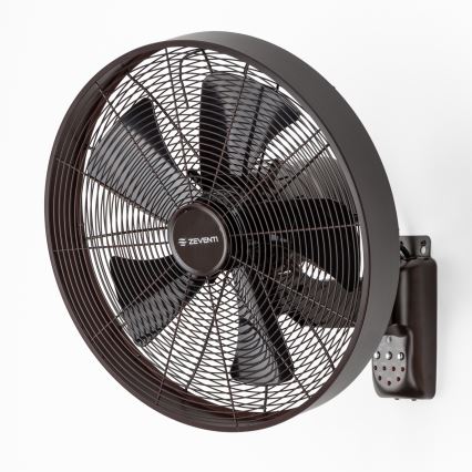 ZEVENTI - Wentylator ścienny FREEZE 50W/230V śr. 40 cm czarny/brązowy + pilot zdalnego sterowania