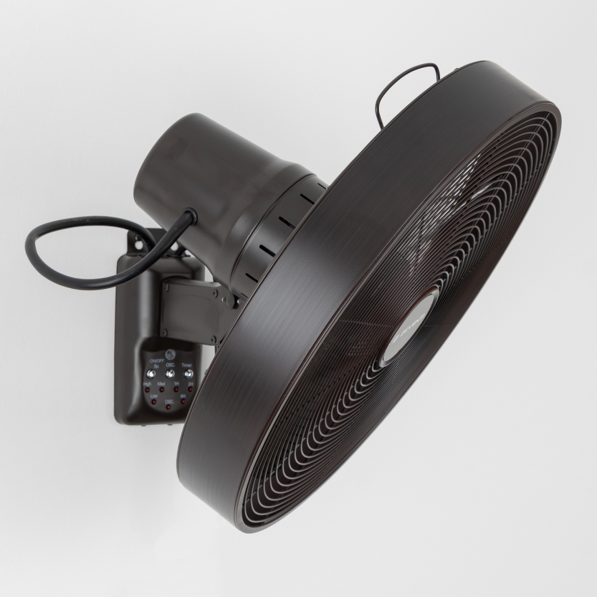 ZEVENTI - Wentylator ścienny FREEZE 50W/230V śr. 40 cm czarny/brązowy + pilot zdalnego sterowania