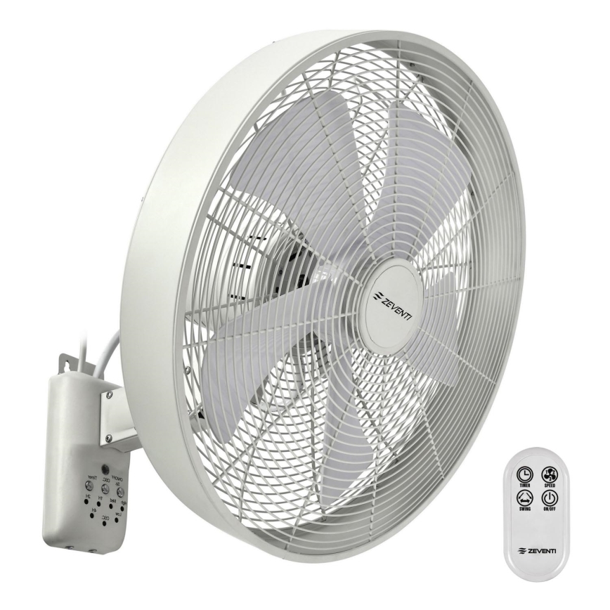 ZEVENTI - Wentylator ścienny FREEZE 50W/230V śr. 40 cm biały + pilot zdalnego sterowania
