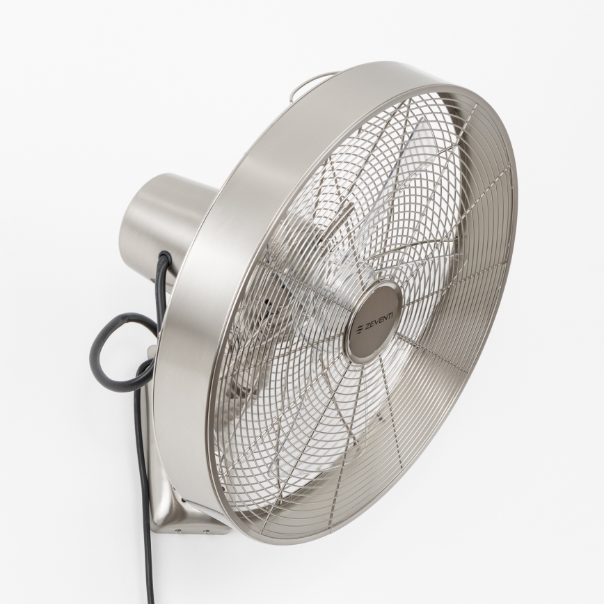 ZEVENTI - Wentylator ścienny FREEZE 50W/230V śr. 40 cm matowy chrom + pilot zdalnego sterowania
