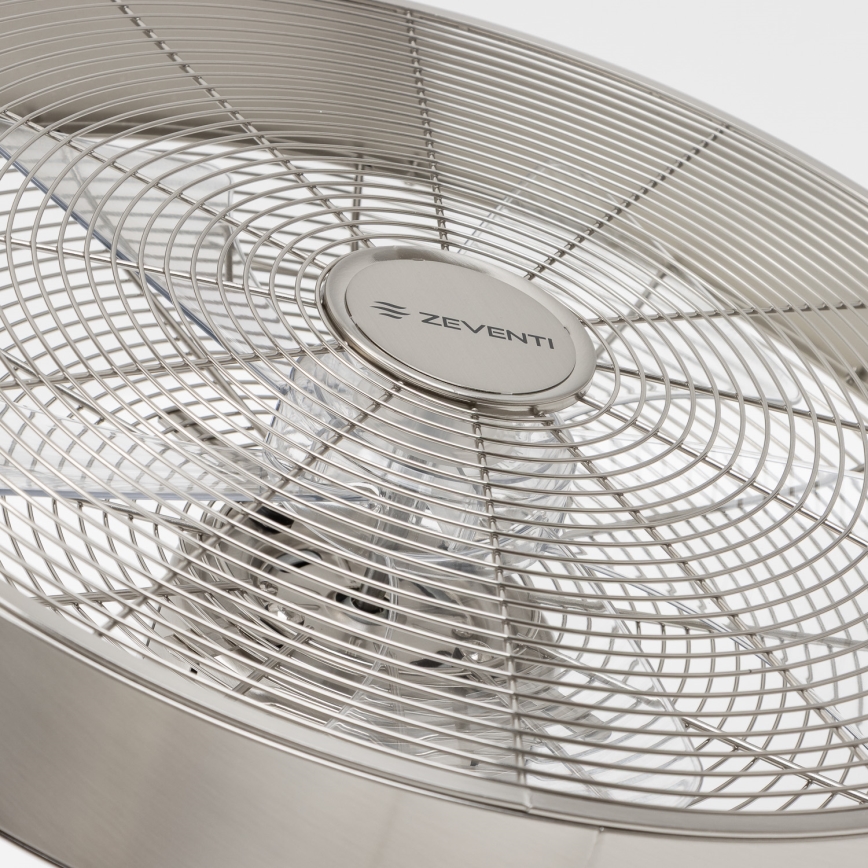 ZEVENTI - Wentylator ścienny FREEZE 50W/230V śr. 40 cm matowy chrom + pilot zdalnego sterowania