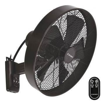 ZEVENTI - Wentylator ścienny FREEZE 50W/230V śr. 40 cm czarny/brązowy + pilot zdalnego sterowania