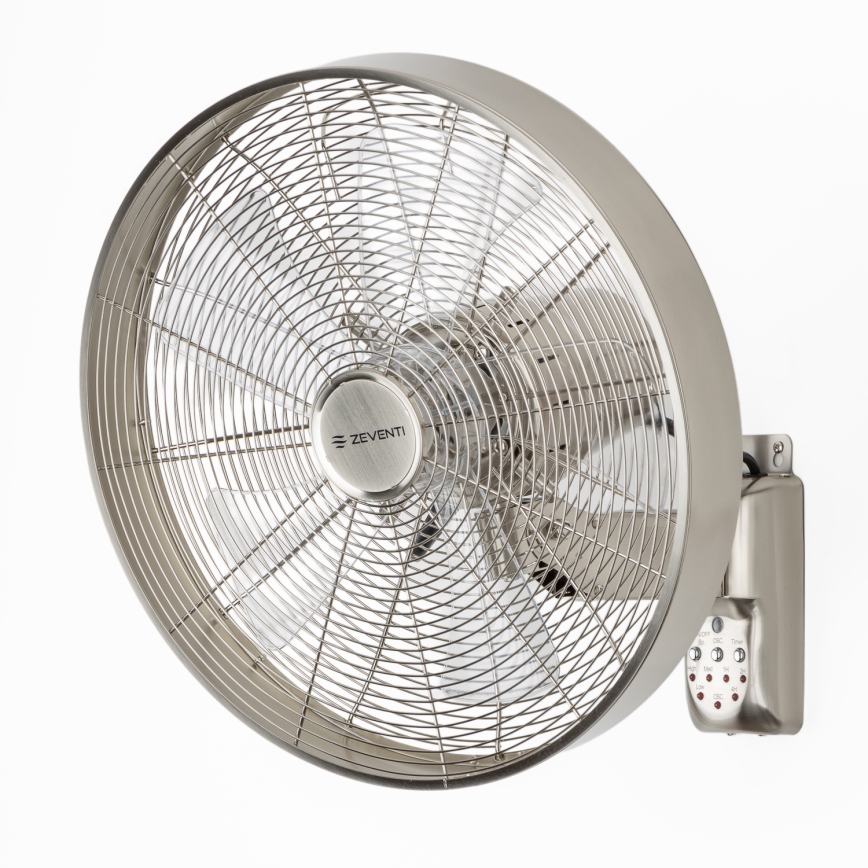 ZEVENTI - Wentylator ścienny FREEZE 50 W/230 V Ø 45 cm matowy chrom + zdalne sterowanie