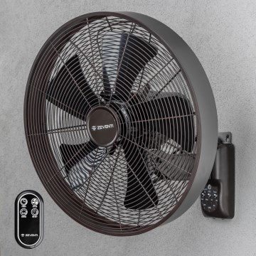 ZEVENTI - Wentylator ścienny FREEZE 50W/230V Ø 45 cm czarny/brązowy + zdalne sterowanie