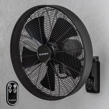 ZEVENTI - Wentylator ścienny FREEZE 50W/230V Ø 45 cm czarny + pilot zdalnego sterowania