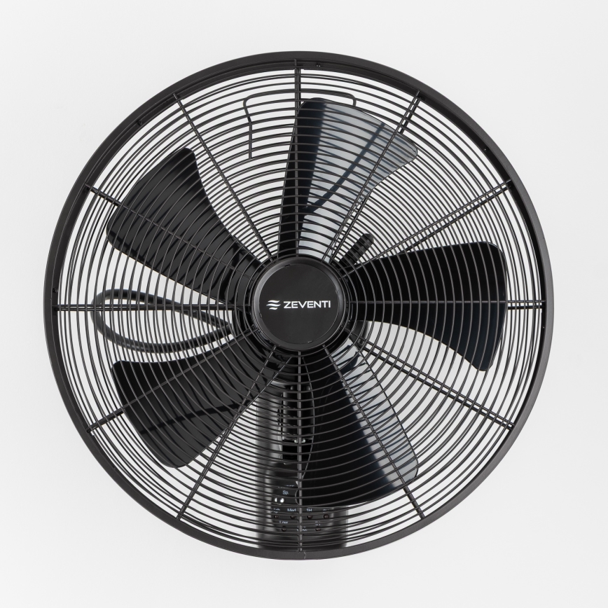 ZEVENTI - Wentylator ścienny FREEZE 50W/230V Ø 45 cm czarny + pilot zdalnego sterowania