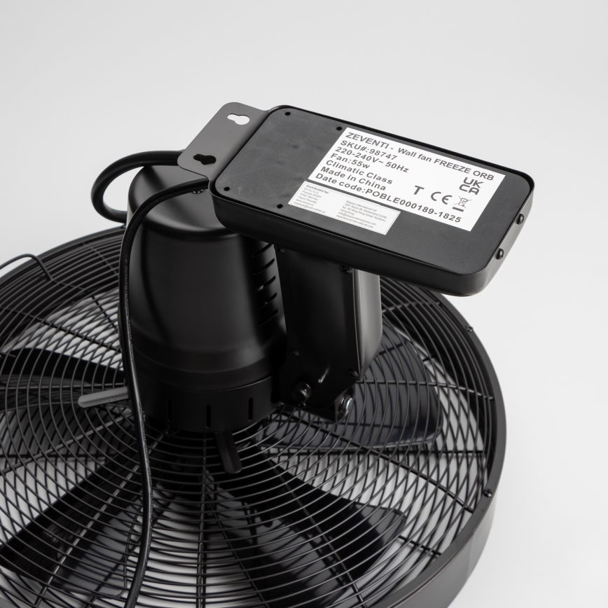 ZEVENTI - Wentylator ścienny FREEZE 50W/230V Ø 45 cm czarny + pilot zdalnego sterowania