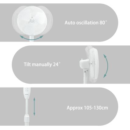 ZEVENTI - Wentylator stojący FLOW 40W/230V biały